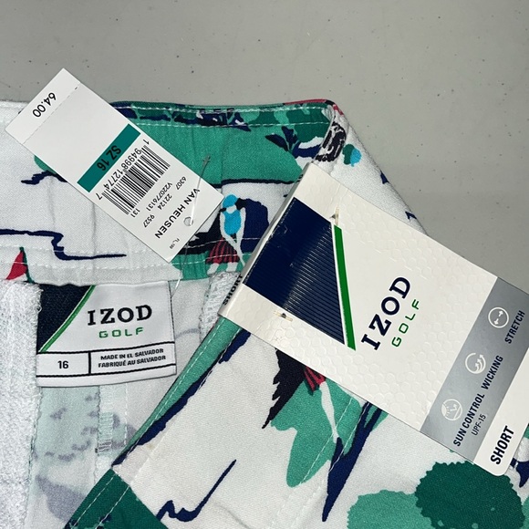 IZOD Golf NWT Size 16 Golf Printed UPF 15 Wicking Bermuda Shorts - Picture 5 of 5